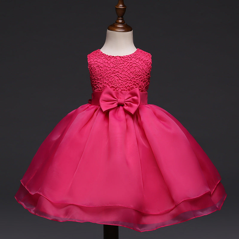 Robe de mariée bébé de haute qualité, robe bébé fille, fleur crochet enfants, vin pleine lune d'un an, robe de mariée en gros