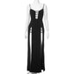 Solid Color Sling See-through Slit Slim-fitting Dress
