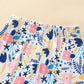 Girls Flare Sleeve Top Printed Trousers Blue