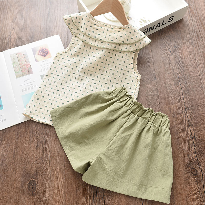 Ensemble deux pièces chemise et short sans manches pour enfants d'été