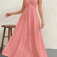 Backless Halterneck V-Neck Pleated A- Line Dress Women's Clothing One-Piece Dress Ankle-length Skirt For Beach Vacation Outfits