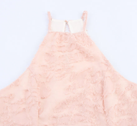 Texture Hanging Collar Sleeveless Dress