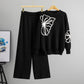 Long-sleeve Floral Sweater And Casual Wide-leg Pants Set