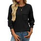 Women's Sunken Stripe Brushed Round Neck Pocket T-shirt