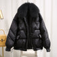 Winter New European Style Loose Goods Match Long Sleeves Cotton-padded Coat Outside