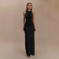 Sleeveless Pleated Elegant Solid-color Maxi Dress