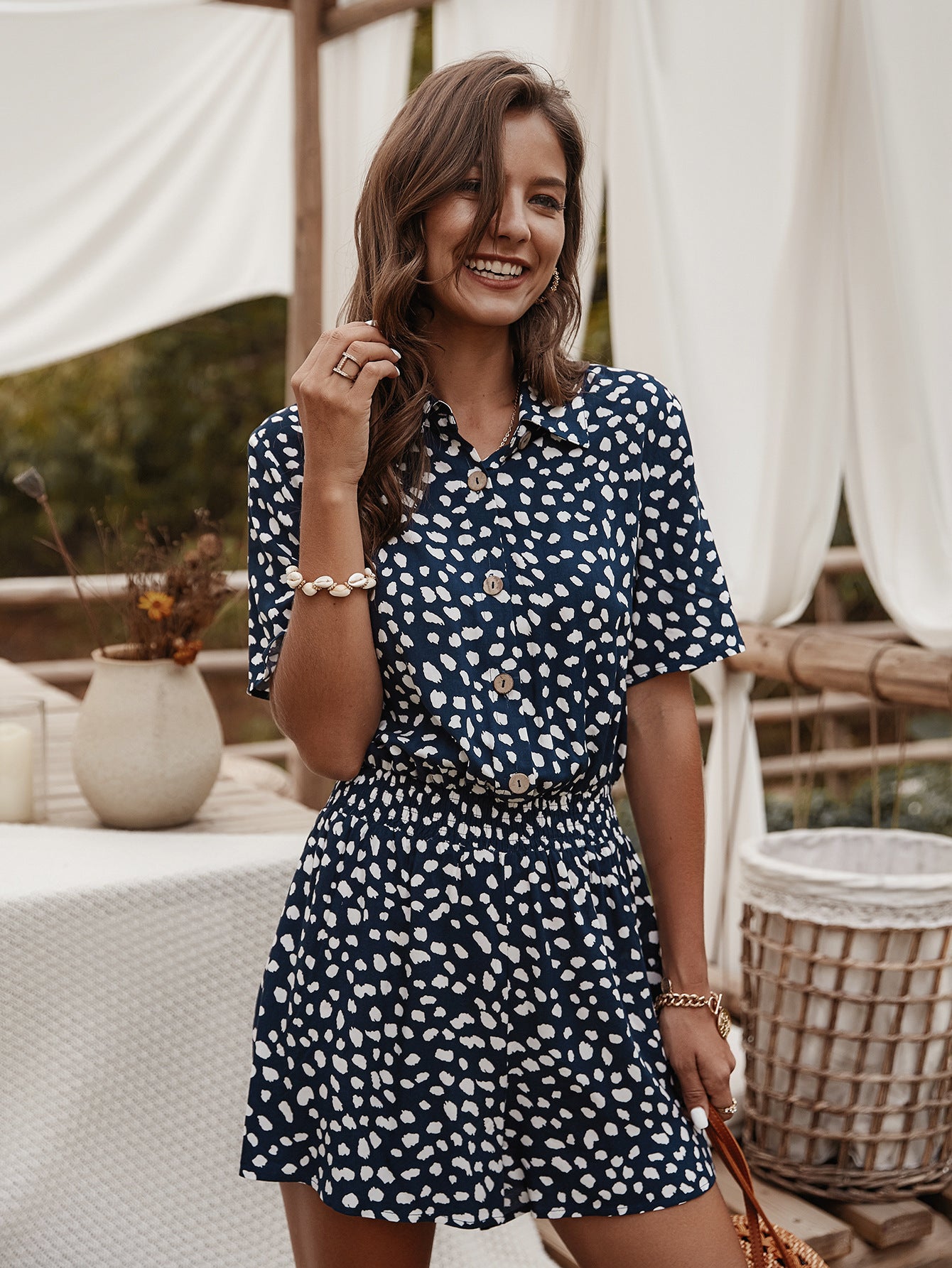 Combinaison chemise à petites fleurs