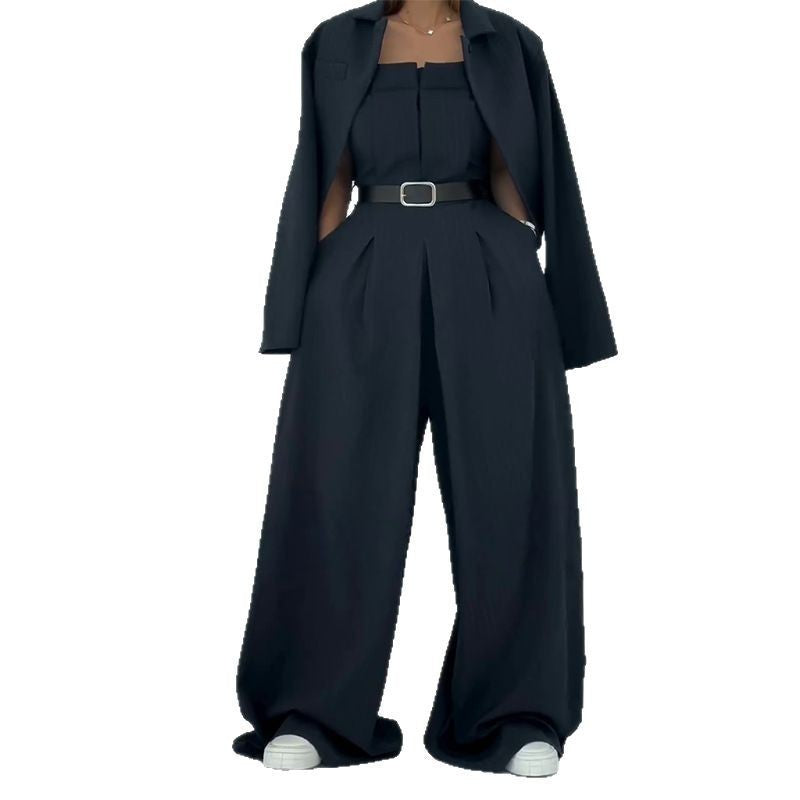 Women's Jumpsuit Long Sleeve Short Suit Two-piece Set