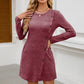 Women's Round Neck Side Button Pocket Long Sleeve Girdle Dress