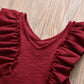 Ruffle Edge Sleeve Solid Color Jumpsuit