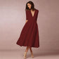 Women's Clothing Evening Dress Deep V Mid-sleeve Large Swing Dress