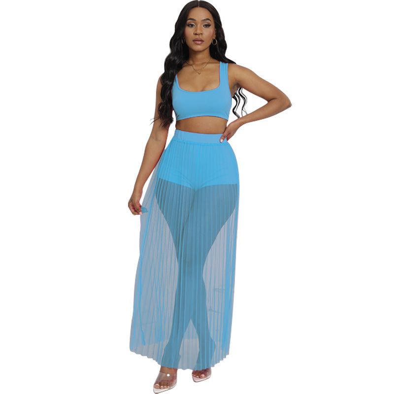 Women's Wear Vest Skirt Shorts Three-piece Set