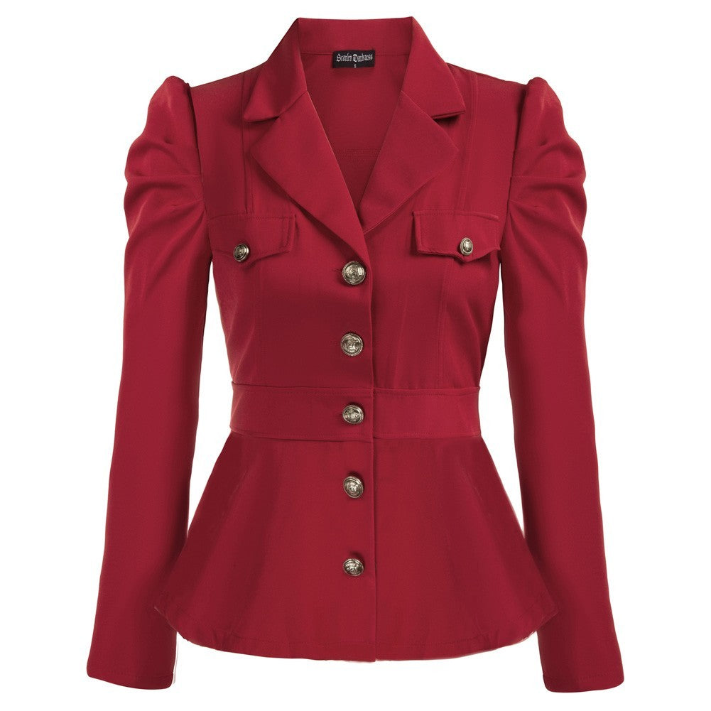 Veste tendance pour femme avec revers et ourlet à volants