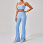 Combinaison de sport de plein air moulante à bretelles spaghetti pour femmes, couleur contrastée, style européen et américain