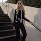 Women's Round Neck Button Contrast Color Suit