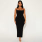 Solid Color Metal Tube Decorative Sheath Dress Fashion Elegant Halter Vest Dress