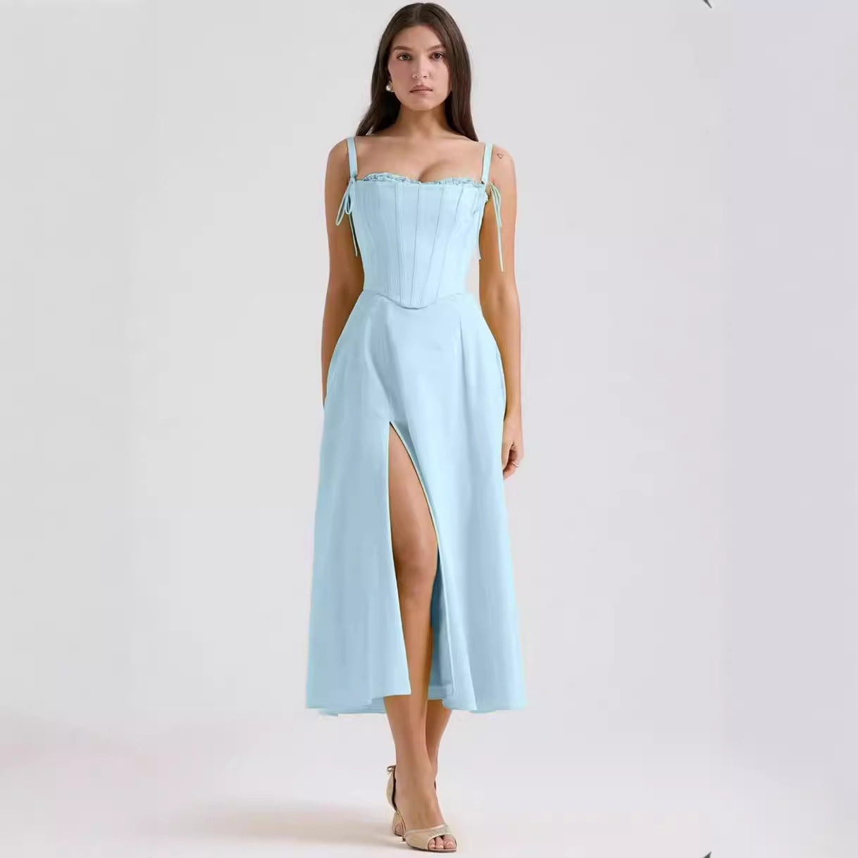 Solid Color Sleeveless Sleeveless Split Tube Top Dress Sling Top Suit