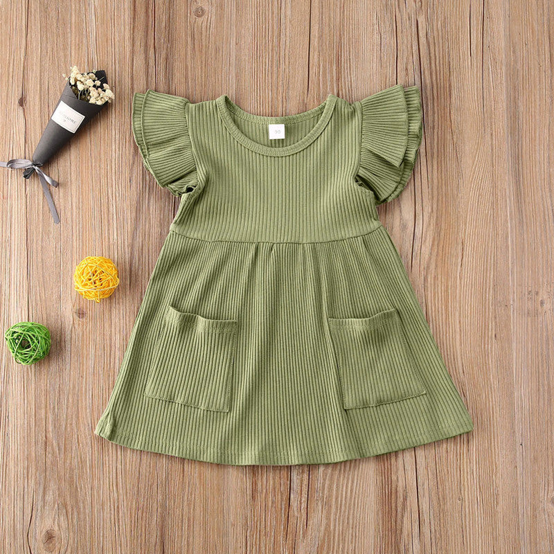 Robe à manches volantées en coton pour fille