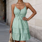 Women's V-neck Lace-up Waist Dress