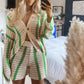 Autumn Casual Striped Openwork Knitted Cardigan Women's Jacket