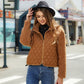 Women's Glitter Velvet Cardigan Zipper Long Sleeve Plush Coat