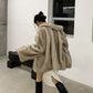 Coat Fur Collar Coat Women's Fashion Loose And Lazy Style Mid-length Artificial Wool