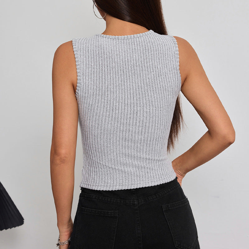 Slim-fit Stretch Cardigan Top Buttons