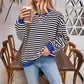 Loose Striped Long Sleeve T-shirt Casual Pullover Sweater For Womens Clothing