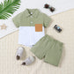 Ensemble d'été décontracté pour garçon, chemise à manches courtes et short en coton et lin