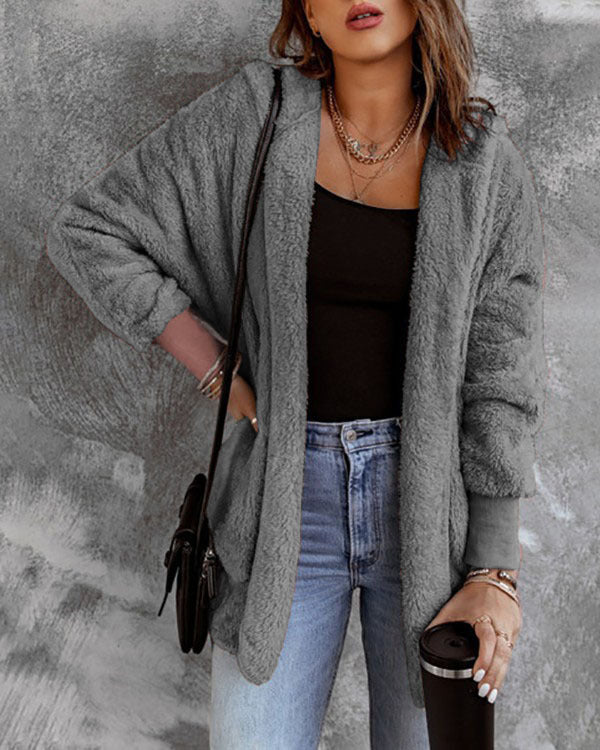 Women's Plush Long-sleeved Top Coat