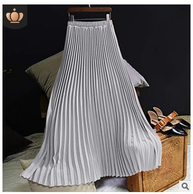 Solid Color High Waist Half-length Skirt Female Elastic Waist Chiffon Skirt