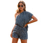 Women's European And American Loose Slant Collar Jumpsuit Shorts