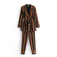 Temperament striped casual suit jacket striped trousers