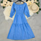 Long Sleeve High Waist Off-shoulder Denim Dress