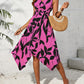 Leaf Print Twist Irregular Dress
