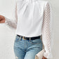 Women's Half-turtleneck Stitching Wavy Chiffon Long-sleeved Top