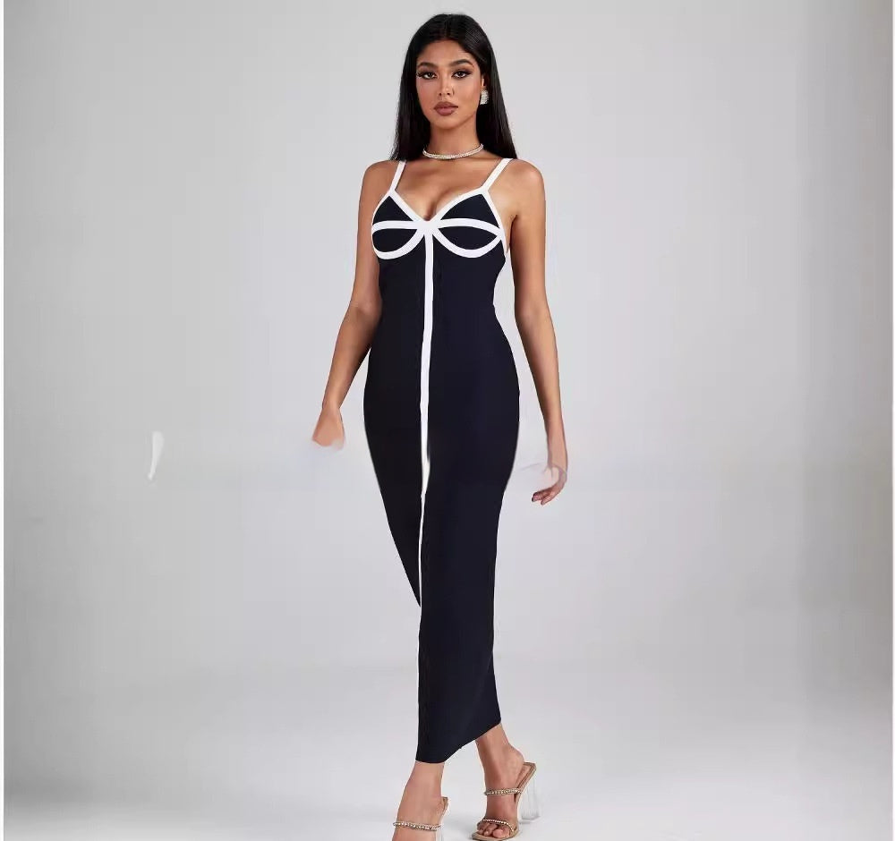 Bandage Dress Sling Stitched Backless Slim Fit Bandage