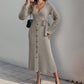 V-neck Solid Color Button Lace-up A- Hem Knitted Dress