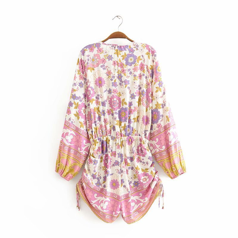 Holiday Style Fringed Lace Positioning Print Jumpsuit