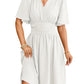 V-neck Fitted Waist Flare-sleeve Fashion Dress Women