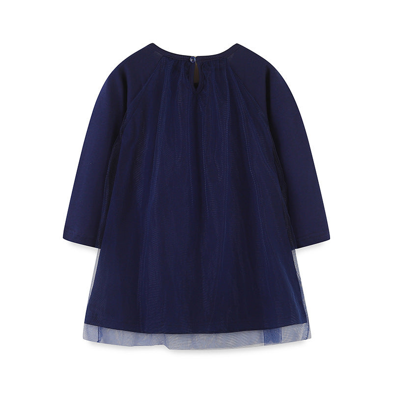 Robe de princesse à manches longues pour enfant, motif cœur délicat
