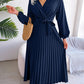 Temperament Dress Bohemian Ethnic Style Cross V-neck Pleated Skirt