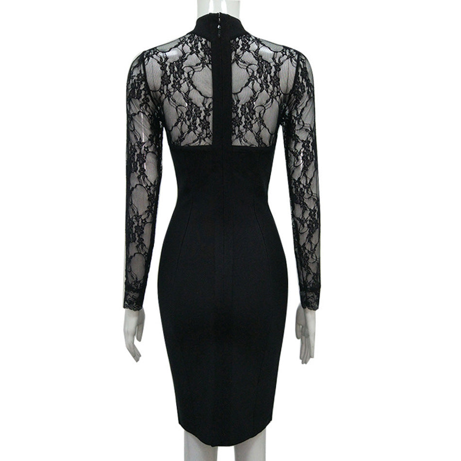 Temperament Lace Sleeve Collar Dress