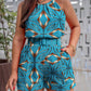 Ensemble haut sans manches imprimé et short imprimé avec ceinture