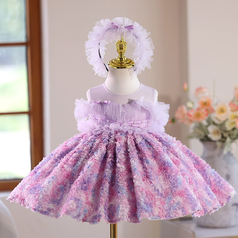 Girl One Year Old Celebration Dress Super Fairy Birthday Banquet Flower Girl