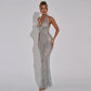 Robe queue de poisson dos nu à paillettes tendance pour femme