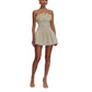 Summer Women's Ruffled Tube Top Short Skirt Suit