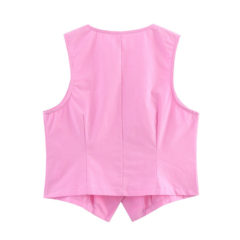 Linen V-neck Simplicity Sleeveless Suit Vest Suit