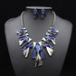 The big European and American fashion color alloy diamond necklace earrings set bride jewelry factory direct