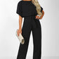 Short sleeve women's jumpsuit with lace button